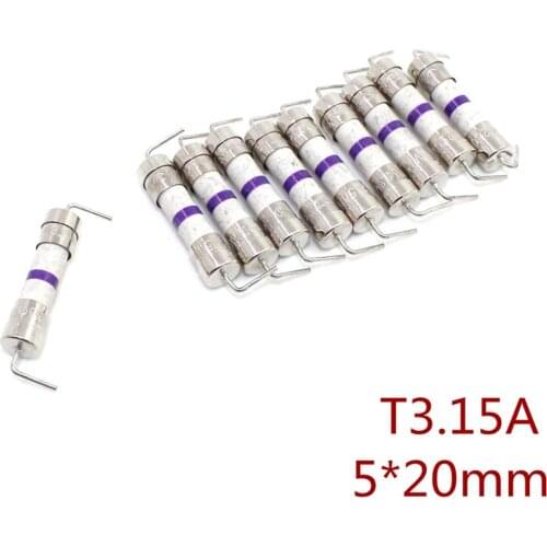 10PCS High Quality 5*20mm Ceramic fuse Slow Blow tube fuse With a pin 5x20mm 250V T3.15A 3.15 Ampere