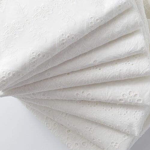 140x50cm Summer Pure Cotton Lace Fabric,making Skirt Clothing Wedding Dress Fabric DIY Womens Cotton Embroidery Hollow Cloth