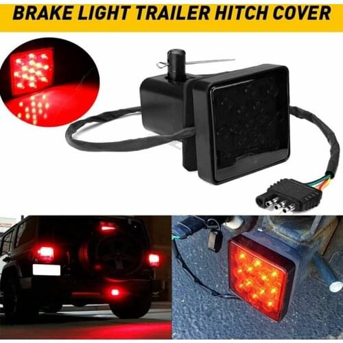 2Inch Smoked 15-LED Brake Light DRL Trailer Hitch Cover Fit Towing & Hauling with Pin 12V