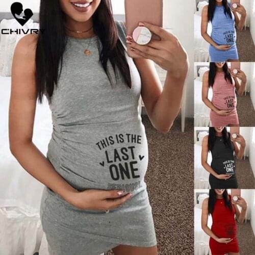 2019 Fashion Women Maternity Dress Sleeveless Pregnancy Dress Letter Print O-neck Bodycon Dress Creative Pregnant Women Dresses