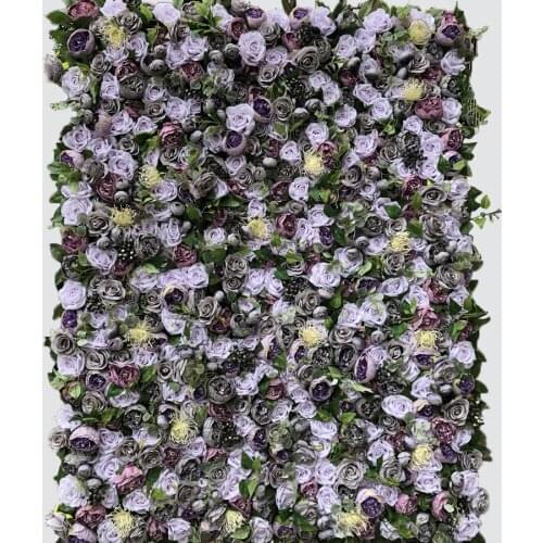 3D Artificial Flower Wall Panel Wedding Background Decoration Fake Flowers Flocking Purple gray With Event GY780