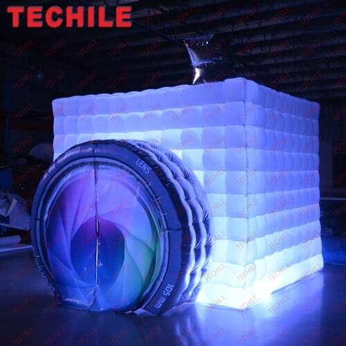 3X3x2.5M LED light inflatable camera sharp cube photobooth tent