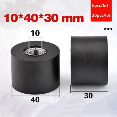 6pcs/20pcs flat wheel for pressing rope and thread of mask machine 10*40*30mm 6800ZZ 6800 PU soft rubber coated pulley 10x40x30