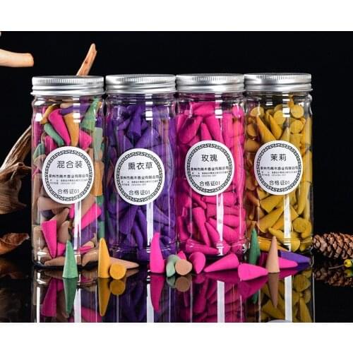 60/100/300pcs/Bottled Natural Plant Incense Cones Sandalwood Backflow Waterfall Fragrant Tower Cone Agarwood Peony Home Decor