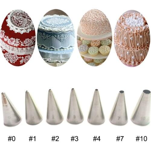 7 pcs Stainless steel piping icing nozzle set cake decorating tip sets metal cream tips cake cream decoration pastry tools