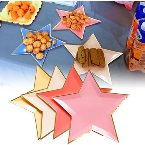 8Pc Five-pointed Star Party Dinner Paper Plate Christmas Decoration For Birthday Party Thanksgiving Tableware