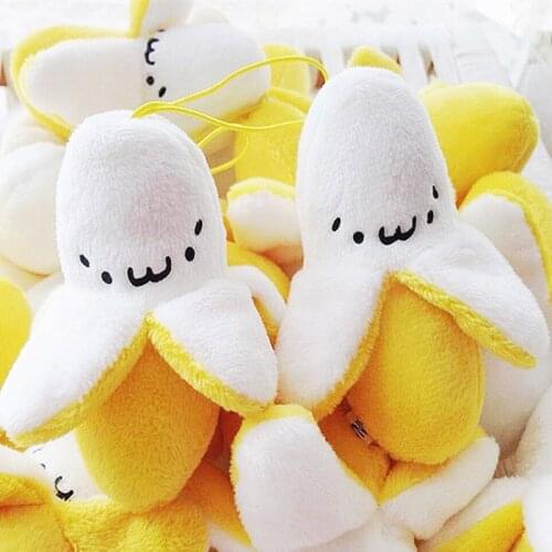 8CM/12CM Cartoon Cute Peeling Banana Mobile Phone Backpack Pendant Plush Stuffed Toys Doll Key Ring Children Baby Kids Gift Q08