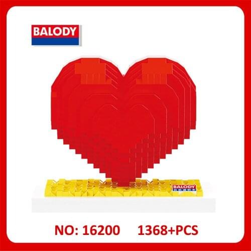 Balody 16200 Small Particle Building Blocks Model Set Red Heart Hollow Heart Building DIY Block 1368pcs Toys For Kids