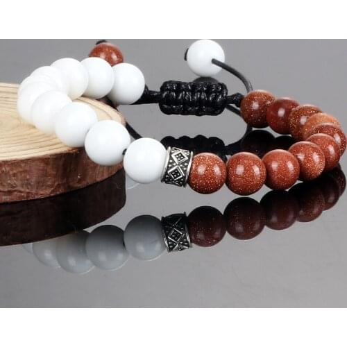 8MM White Porcelain Beaded Bracelet Fashion Lava Hematite Alloy Spacer Bangle Chain Women Handmade Yoga Healing Jewelry Gift New