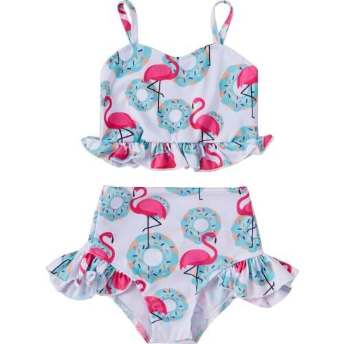Kid Child Girl Baby Girls Swimsuit Set Cartoon Print Sleeveless Sling Tops and Panty 2pcs Suit for Vacation Swimming Beach 6M-4T