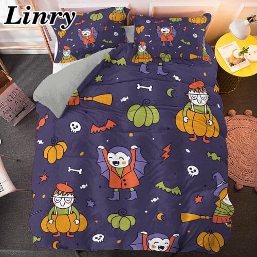 Home Textile Halloween Ghost Pumpkin Duvet Cover Pillowcase Boy Kid Teen Bedding Covers Set King Queen Twin Size Bedclothes