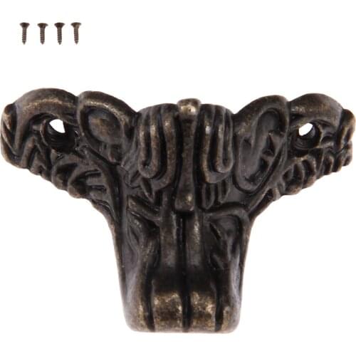 DRELD 1Pc Antique Bronze Wood Box Feet Leg Corner Protector 46*30mm Zinc Alloy Decorative Bracket Furniture Hardware Home Decors