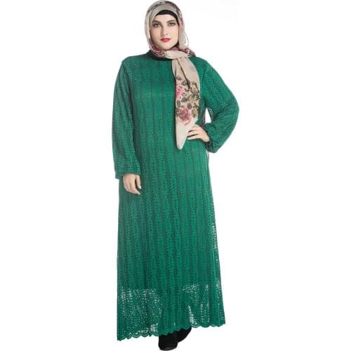 Dubai Abaya Muslim Dress Plus Size Kaftan Abaya Dresses Muslim Dress Robe Lace 6xl 7xl Round Neck Loose Fit Fashion Dresses