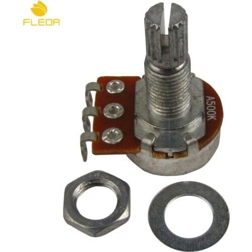 FLEOR 10pcs Small Guitar Pots Potentiometers A500K Long Split Shaft Volume Tone Switch Potentiometer