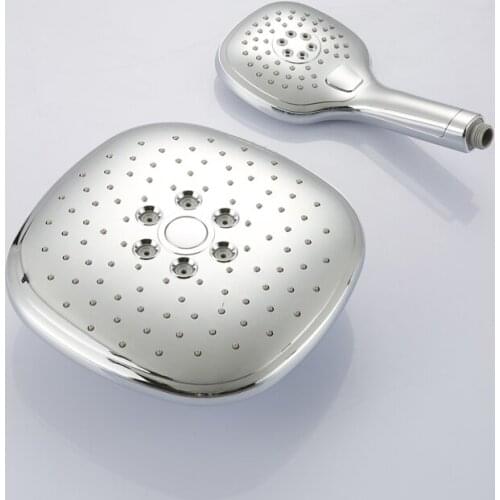 Chrome Bathroom 10 inch 250mm Square three functions top Rainfall shower head set with 4 inch handheld shower head