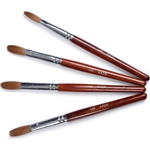 Kolinsky Sable Nail Brush UV Gel Acrylic Brush Carving Pen Brush Liquid Powder DIY Flat Round Red Wood Nail Drawing