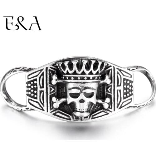 Stainless Steel Connector Crown Skull Curved 1/1 Loop for DIY Men Punk Bracelet Making Findings Jewelry Connect Parts Supplies