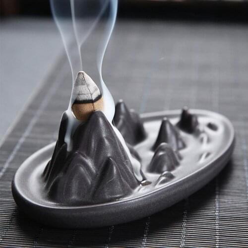 Lotus Backflow Incense Burner Ceramic Waterfall Incense Holder Decoractive Teahouse Censer Desktop Sandalwood Censer Home Decor