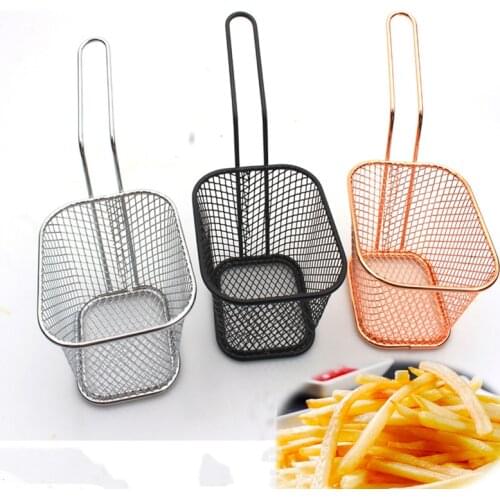 French Fries Basket Portable Stainless Steel Chips Mini Frying Basket Strainer Fryer Kitchen Cooking Chef Basket Colander Tool