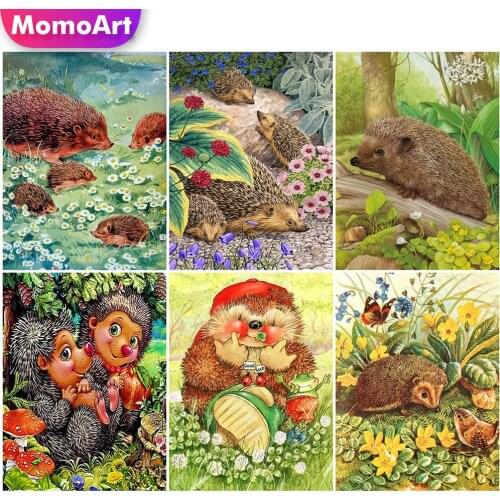 MomoArt Diamond Mosaic Cartoon Cross Stitch Diamond Embroidery Hedgehog Full Square Art Painting Animal Sale Home Decoration