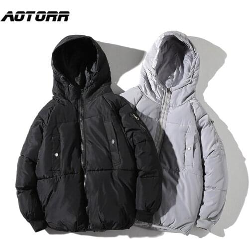 Men Harajuku Parka Warm Hooded Coat Winter Jacket 2021 New Mens Streetwear Hip Hop Parka Korean Outwear Male Thick Windbreaker