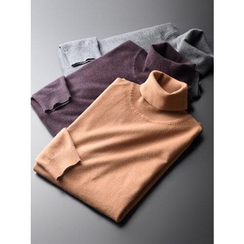 New Thicken Warm Sweaters Man Luxury Solid Color Turtleneck Autumn And Winter Mens Sweaters Fashion Slim Fit Male Sweater 4XL