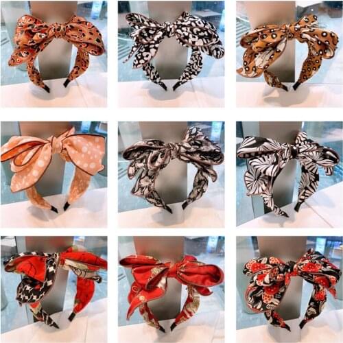 Amazing Wide Top Big Bow Headband for Women Girls Headwears Beautiful Print Fabric Bowknot Hairband Head Hoop Accessories
