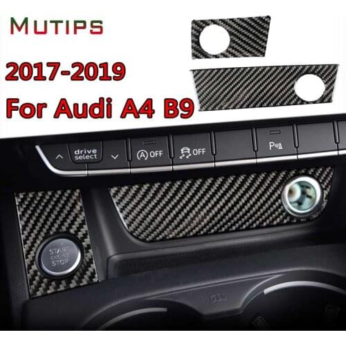 Mutips Car Engine Start Stop Button Cover Carbon Fiber Decoration Sticker for Audi a4 b9 Interior LHD RHD Accessories 2017 2018