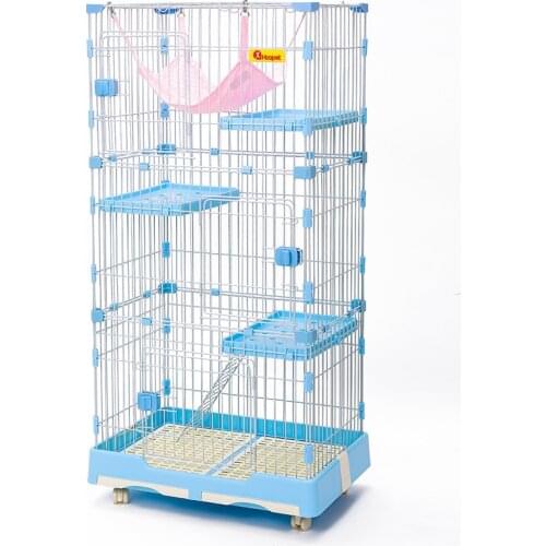 Widened platform design cat cage mute universal wheel dog bed breathable steel wire paint craft pet house