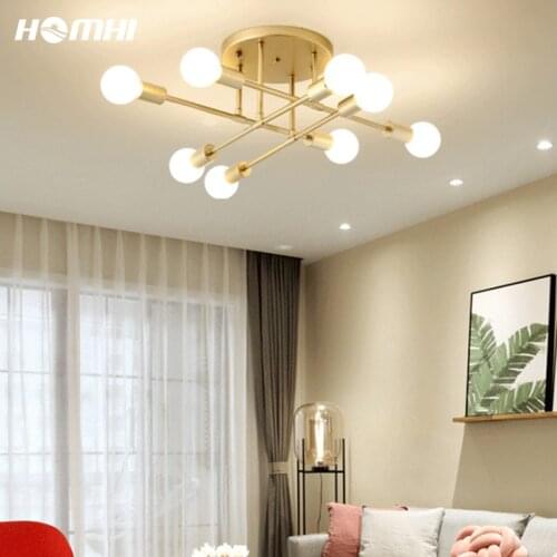 Nordic Modern Chandelier Led Light Spider Gold Plated Ceiling Hanging Lights Luxury Golden Living Room White Lampy Sufitowe