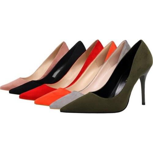 2020 Fashion Delicat Shallow-mouthed shoes High Heel Shoes thin High Heels Boat Shoes Flock Fashion simple sexy Wedding Shoes