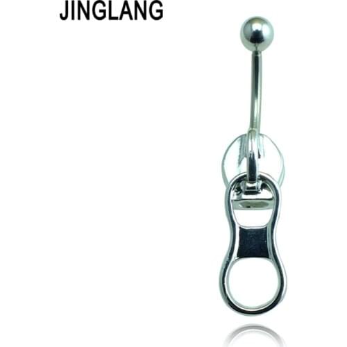 Body Jewelry Fashion Belly Button Rings 316L Stainless Steel Zipper Piercing Navel Jewelry
