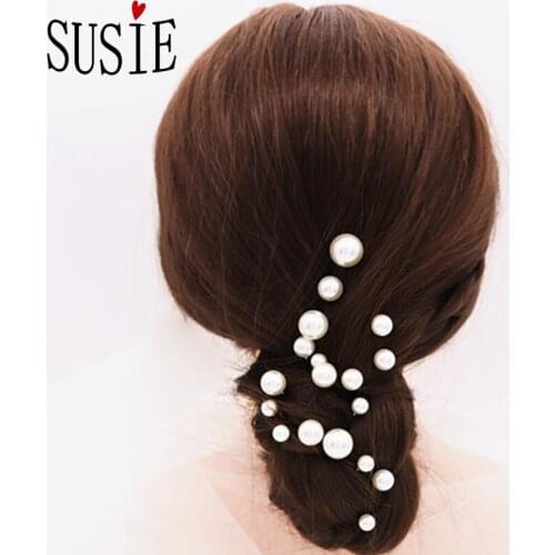 LOVE SUSIE Elegant Hair Accessories Wedding Bridal Hairwear Imitation Pearls Jewelery Women Hairpin Women Party Hair Sticks