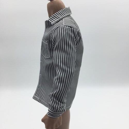 1/6 White & Black Striped Shirt Clothing for 12" Male Figure Character Model