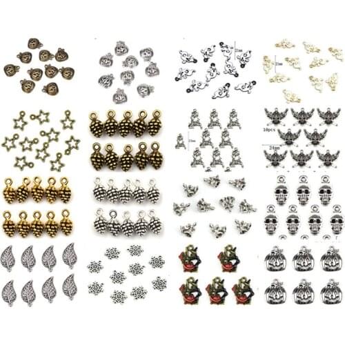 10Pcs/lot Antique Heart Star Leaf Pendants Charms Pine Cone Pumpkin Snowflake Charms For DIY Craft Jewelry Making Findings
