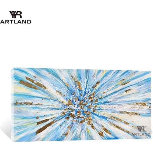 100% Handmade canvas oil paintings wall art decoration blue and gold landscape hanging pictures for living room bedroom no frame