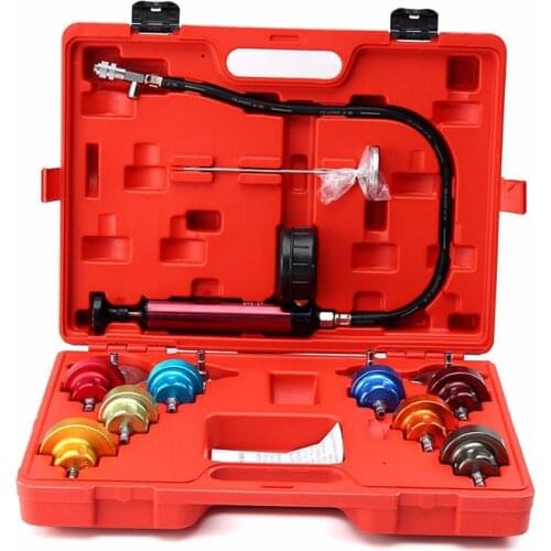 14pcs Universal Cooling System Radiator Pressure Tester Gasket Test Kit Leak Detector