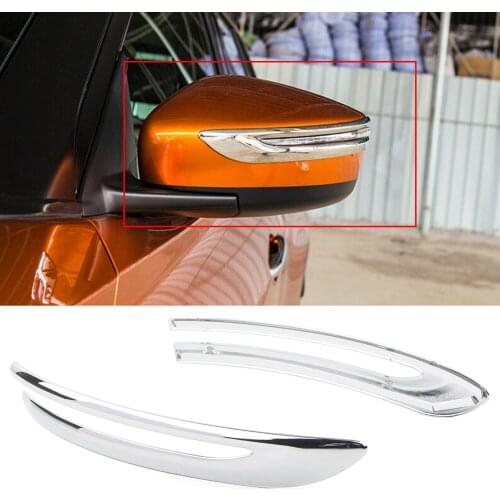 2Pcs Car Rearview Mirror Stripe Trim Cover Decorative For 2017 2018 2019 Nissan Kicks Chrome ABS Car Styling