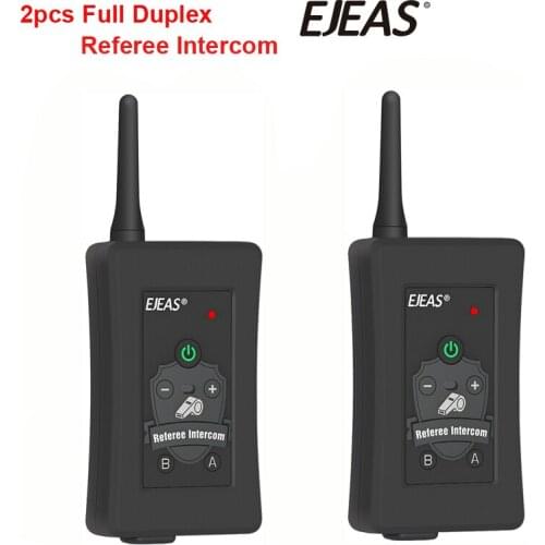 2pcs 2019 Latest EJEAS Football Soccer Referee BT Motorcycle Bluetooth Intercom Full Duplex Referee Headset w/FM