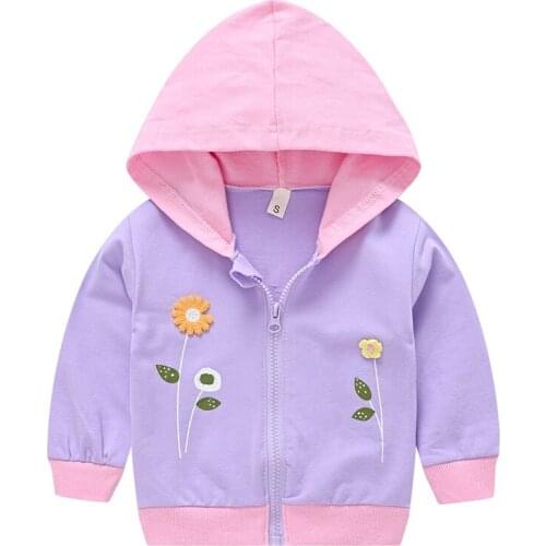2021 Spring New Kids Jacket Cute Floret Girls Baby Coat Casual Hooded Cartoon Child Outwear Comfortable Cotton Baby Boy Clothes