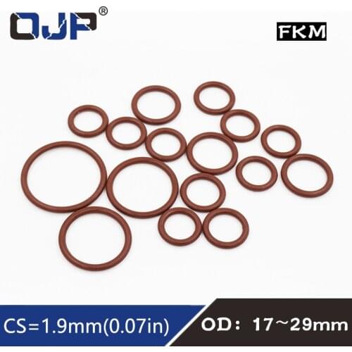 3PCS/lot Rubber Ring Brown FKM O ring Seal CS1.9mm OD17/18/19/20/21/22/23/24/25/26/27/28/29mm Rubber O-Ring Seal Gasket Washer