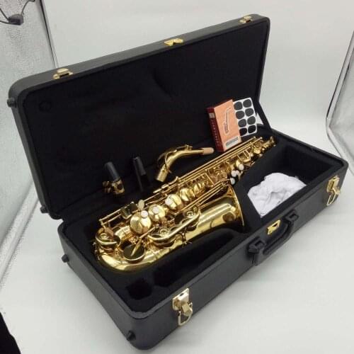 Free Shipping New Music Fancier Club Alto Saxophone Gold Lacquer Professional Alto Sax With Case Reeds Neck Mouthpiece