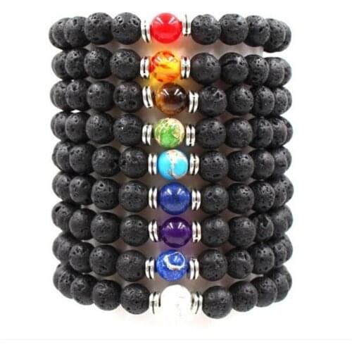 Bracelet Crown Bracelets For Women Charm Volcanic rock Stone Beads Men Jewelry Pulseira Masculina Bileklik Pulseira Feminina
