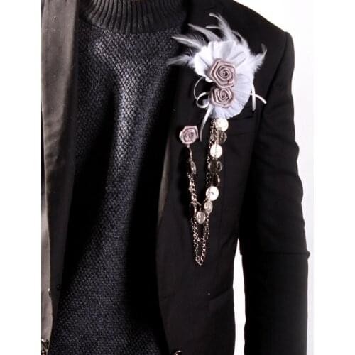 Suit Coat Rose Brooch Feather Tassel Men and Women Versatile Brooch Epaulet Host Dress Suit Brooch Formal Dress