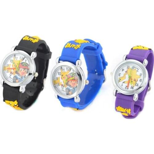Anime Watch for Children ピカチュウ Watch Pocket Monsters Cosplay Ornaments Fashion Kids Cute Rubber Leather Quartz Watch