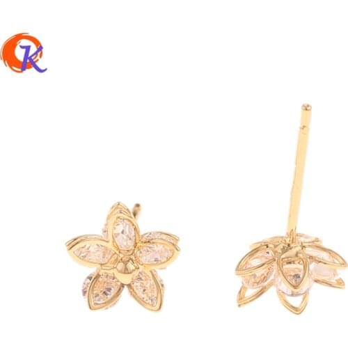 Cordial Design 20Pcs 8*8MM Fashion Jewelry/CZ Stud Earrings/DIY Making/Genuine Gold Plating/Flower Shape/Earrings For Women