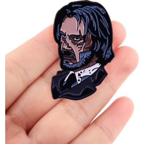 DZ1213 Movie John Wick Figures Creativity Enamel Pins Badge for Backpack Collar Lapel Pin Hat Jewelry Gifts for Friends