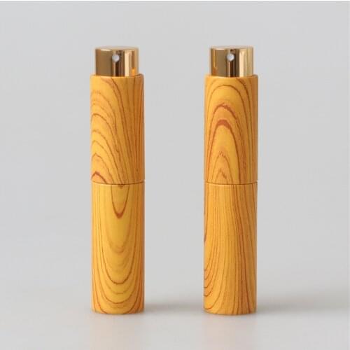 10ml perfume dispenser spray bottle cosmetic container wood grain shell travel boarding convenient to carry empty spray bottle