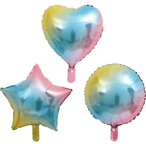 1pc 18inch Heart Shape Balloon Gradient Color Star Aluminum Foil Balloon Wedding Birthday Party Festival Party DIY Decorations
