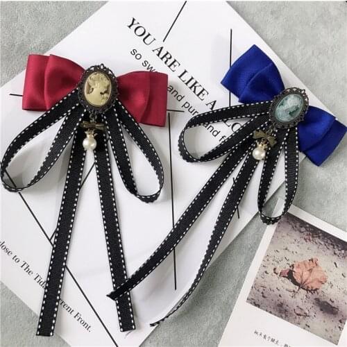 Handmade JK Bow Tie Female Accessories Streamer College Style Collar Flower Shirt Pearl Business British Bowtie Womens Jewelry